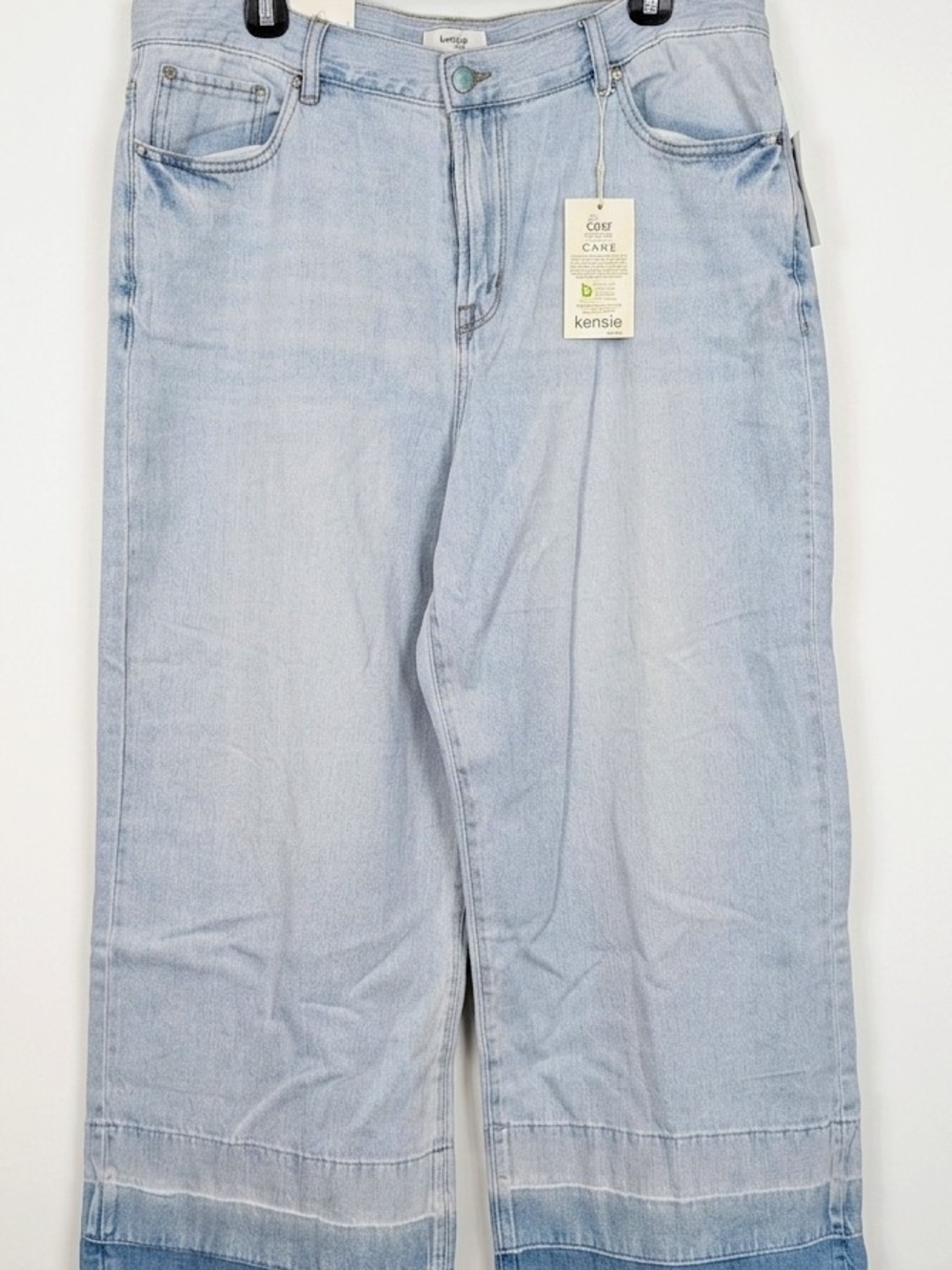 NWT Kensie Jeans Wide Leg Cropped Released Raw Hem Size 14 Logan Released